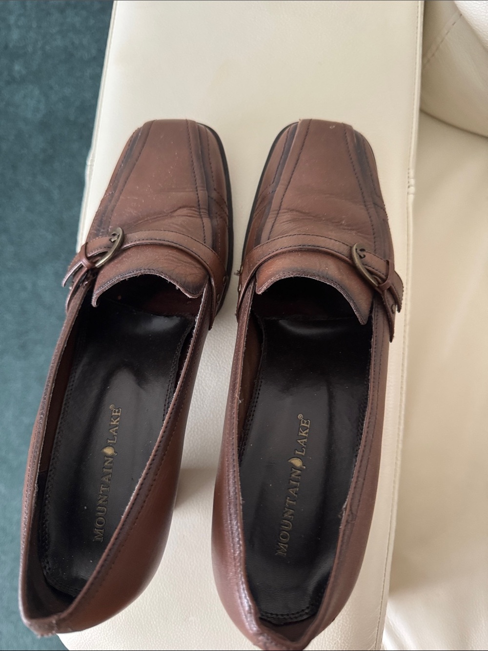 Mountain Lake Men's Brown Leather Buckle Slip-Ons